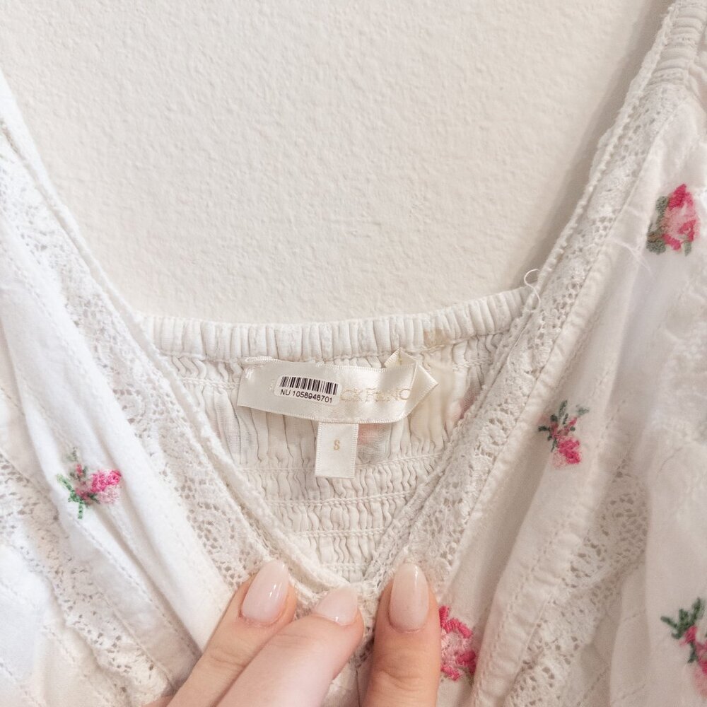 LoveShackFancy Finny Dress Embroidered Floral White Mini Dress, Size Small - Picture 6 of 10
